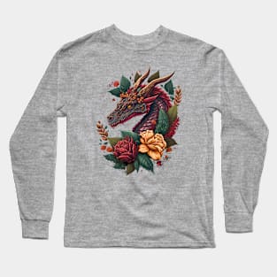 dragon and flowers Long Sleeve T-Shirt